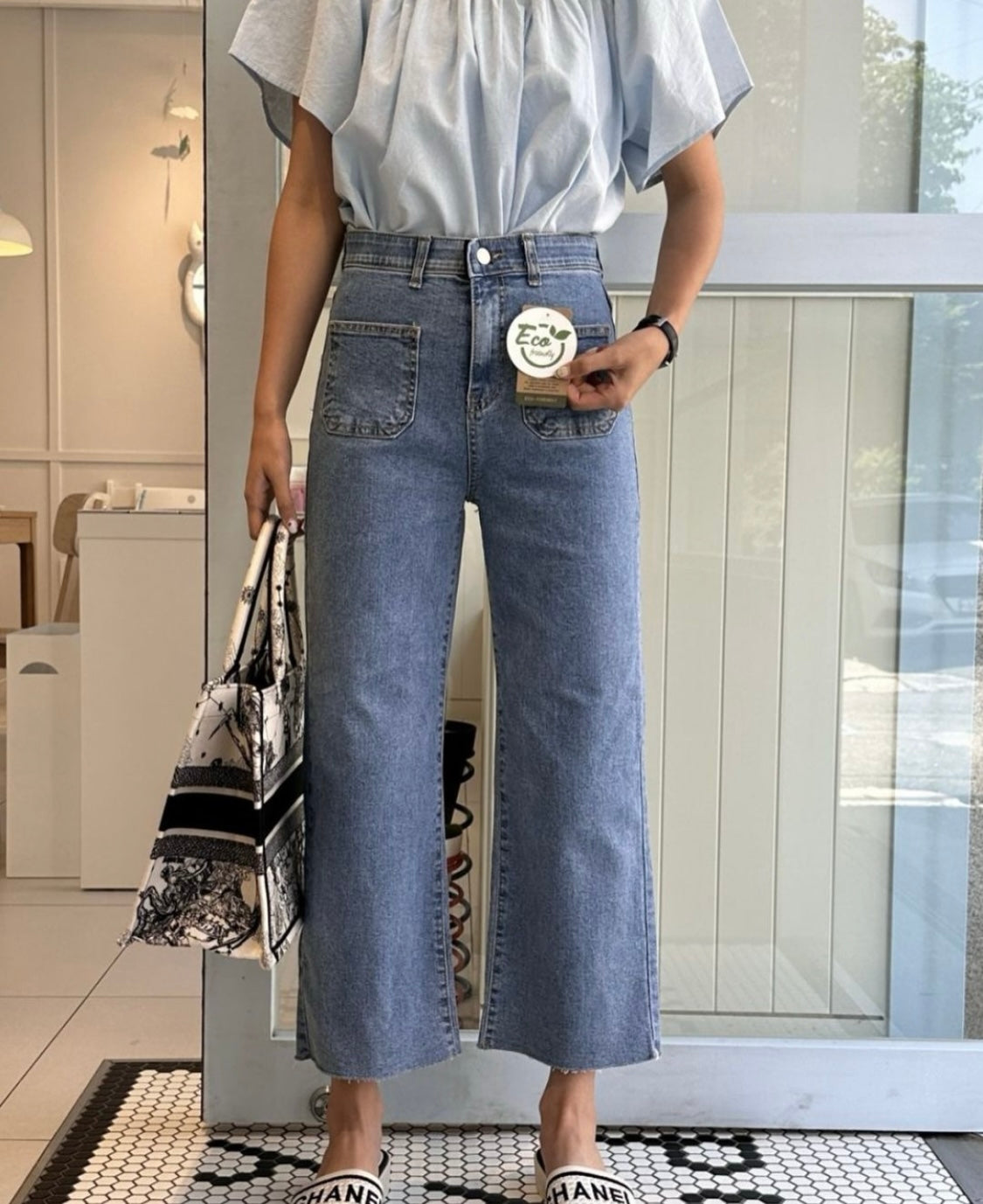 Short version Pocket banding pants