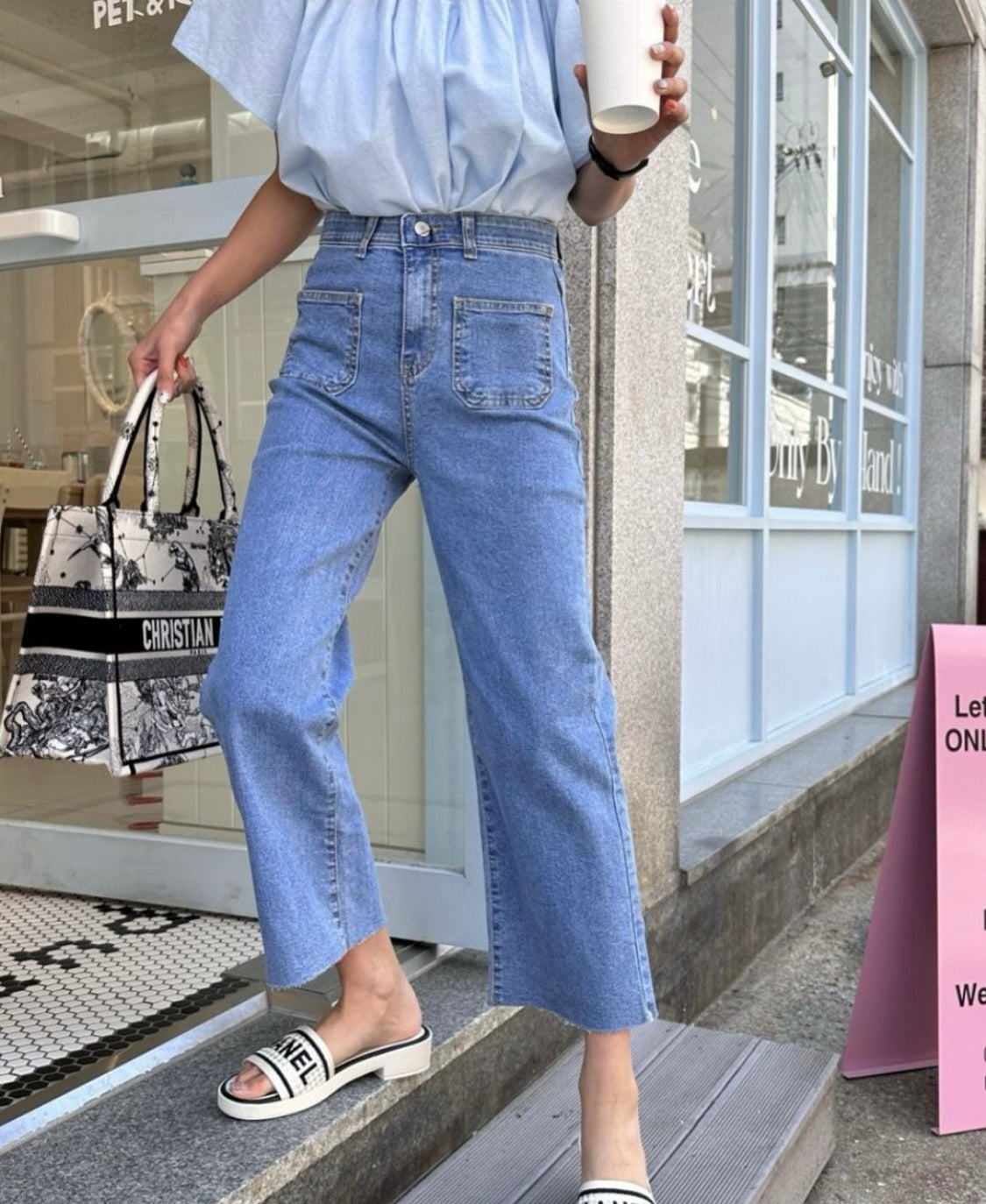 Short version Pocket banding pants
