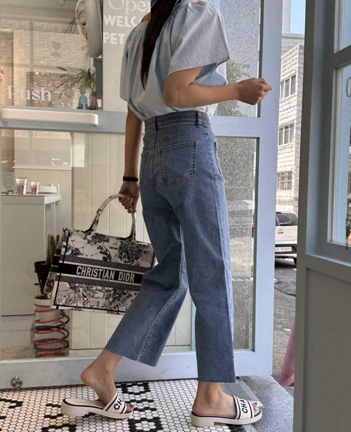 Short version Pocket banding pants