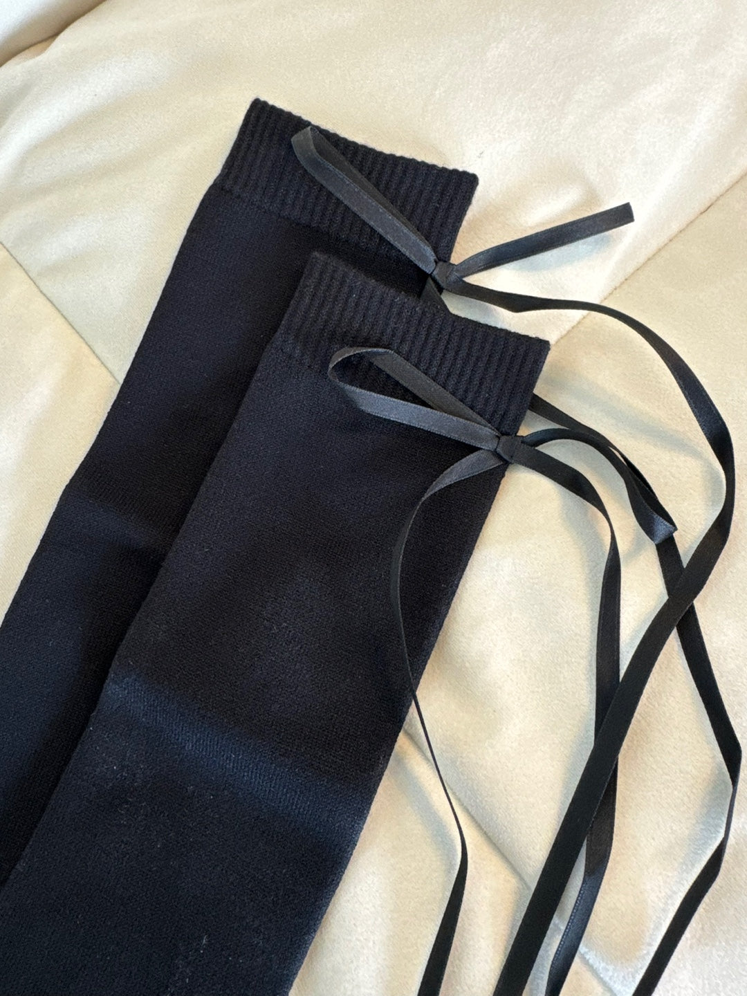 Black Long Ribbon Socks