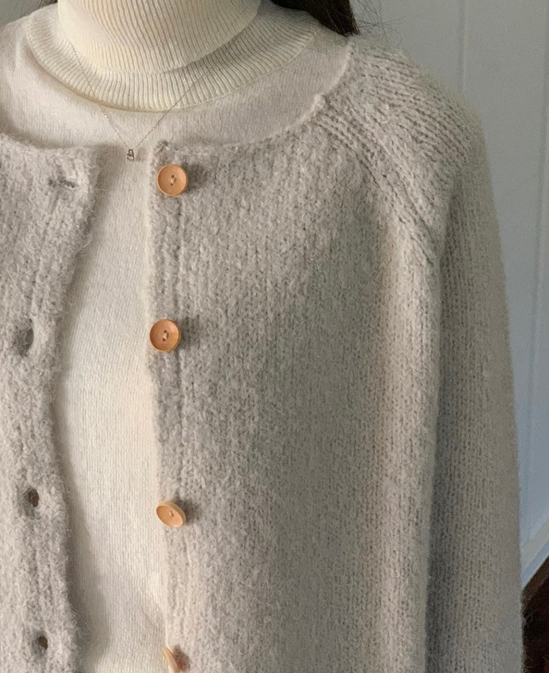 Fone Big Button Wool Cardigan